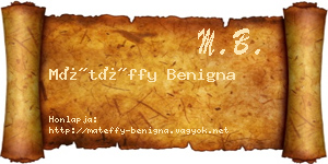 Mátéffy Benigna névjegykártya